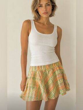 Y2K Pastel Plaid Skater Mini Skirt
